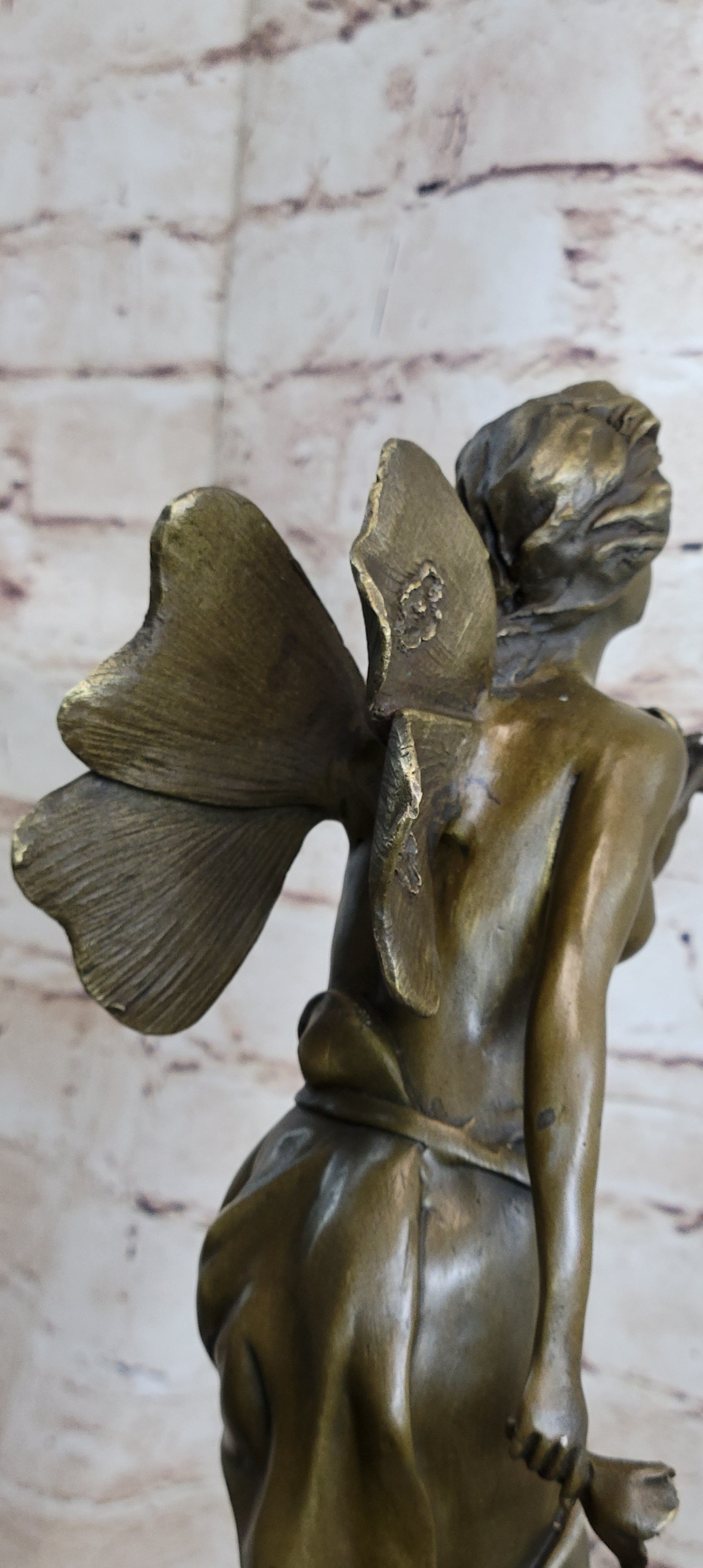 Signed: VILLANIS, BRONZE ART NOUVEAU FAIRY SCULPTURE FIGURE HOT CAST FIGURINE