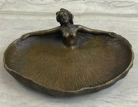 Soaking'' by Rubin Dish CTray Nude Female Bronze Sculpture Deco