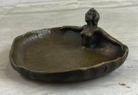 Soaking'' by Rubin Dish CTray Nude Female Bronze Sculpture Deco