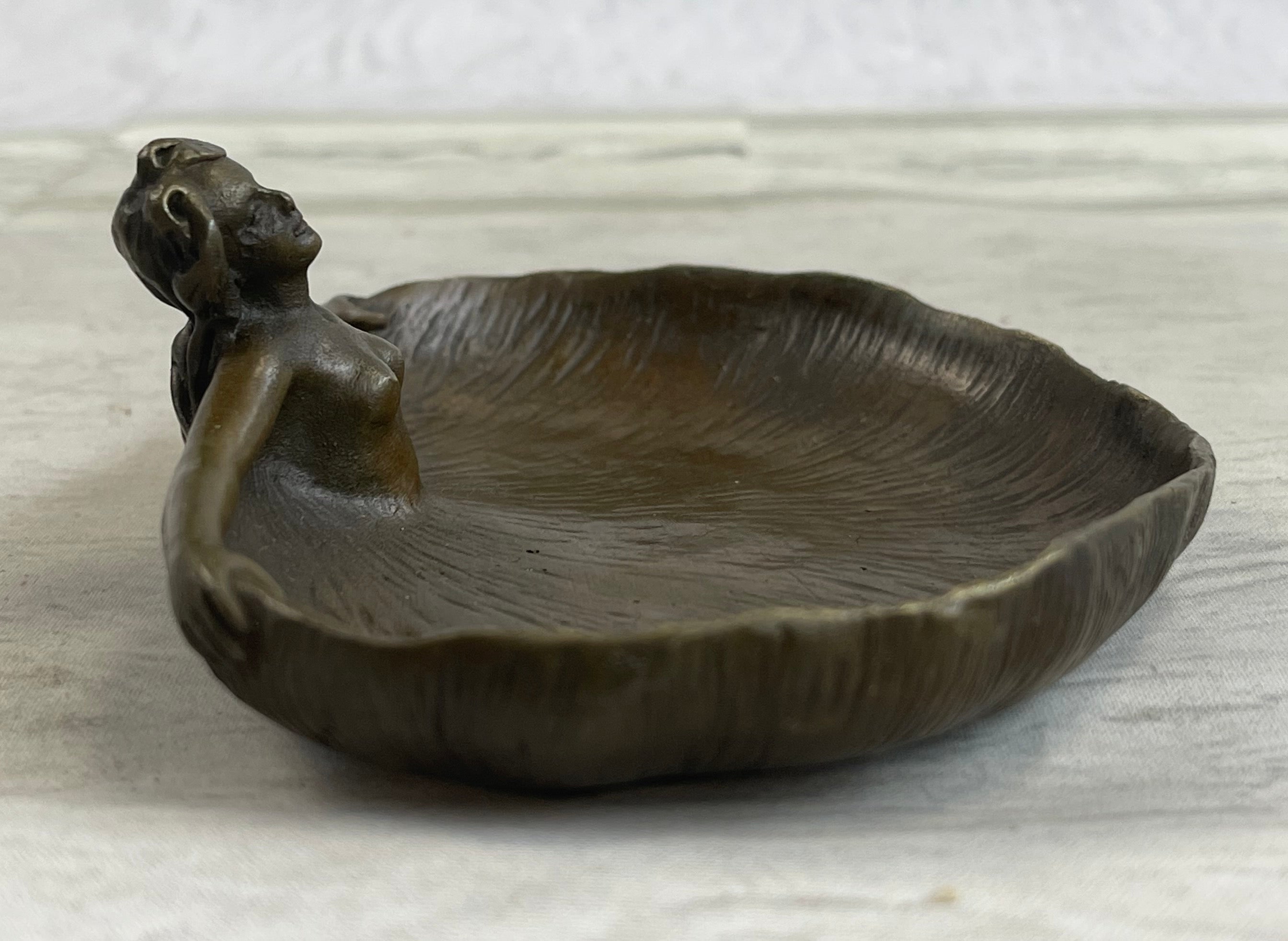 Soaking'' by Rubin Dish CTray Nude Female Bronze Sculpture Deco