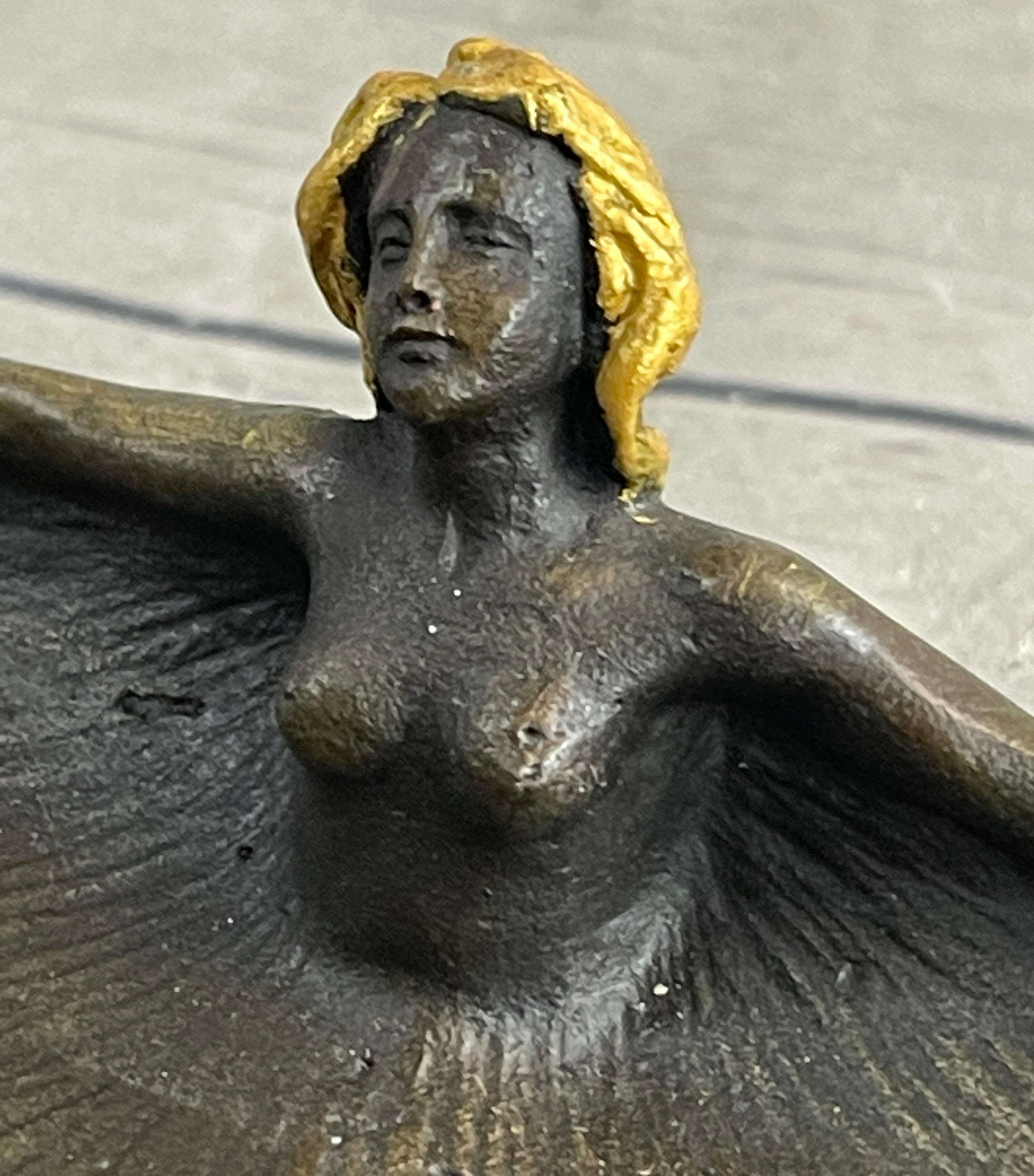 Gilt Soap Dish Jewelry Tray Genuine Bronze Sculpture by Rubin