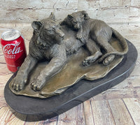 Tiger Family Mother & Cub Bronze Sculpture 8" x 16"