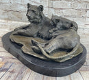 Tiger Family Mother & Cub Bronze Sculpture 8" x 16"