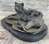 Tiger Family Mother & Cub Bronze Sculpture 8" x 16"