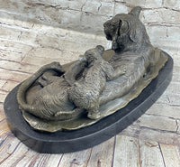 Tiger Family Mother & Cub Bronze Sculpture 8" x 16"