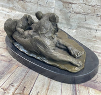 Tiger Family Mother & Cub Bronze Sculpture 8" x 16"