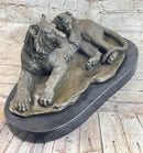 Tiger Family Mother & Cub Bronze Sculpture 8" x 16"