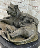 Tiger Family Mother & Cub Bronze Sculpture 8" x 16"