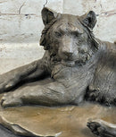 Tiger Family Mother & Cub Bronze Sculpture 8" x 16"