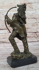 Bronze Mohican Indian Warrior Chief Sculpture Marble Base