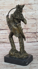 Bronze Mohican Indian Warrior Chief Sculpture Marble Base