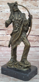 Bronze Mohican Indian Warrior Chief Sculpture Marble Base