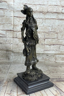 Fierce Native American Indian Woman Signed B.Wood LostWax Bronze