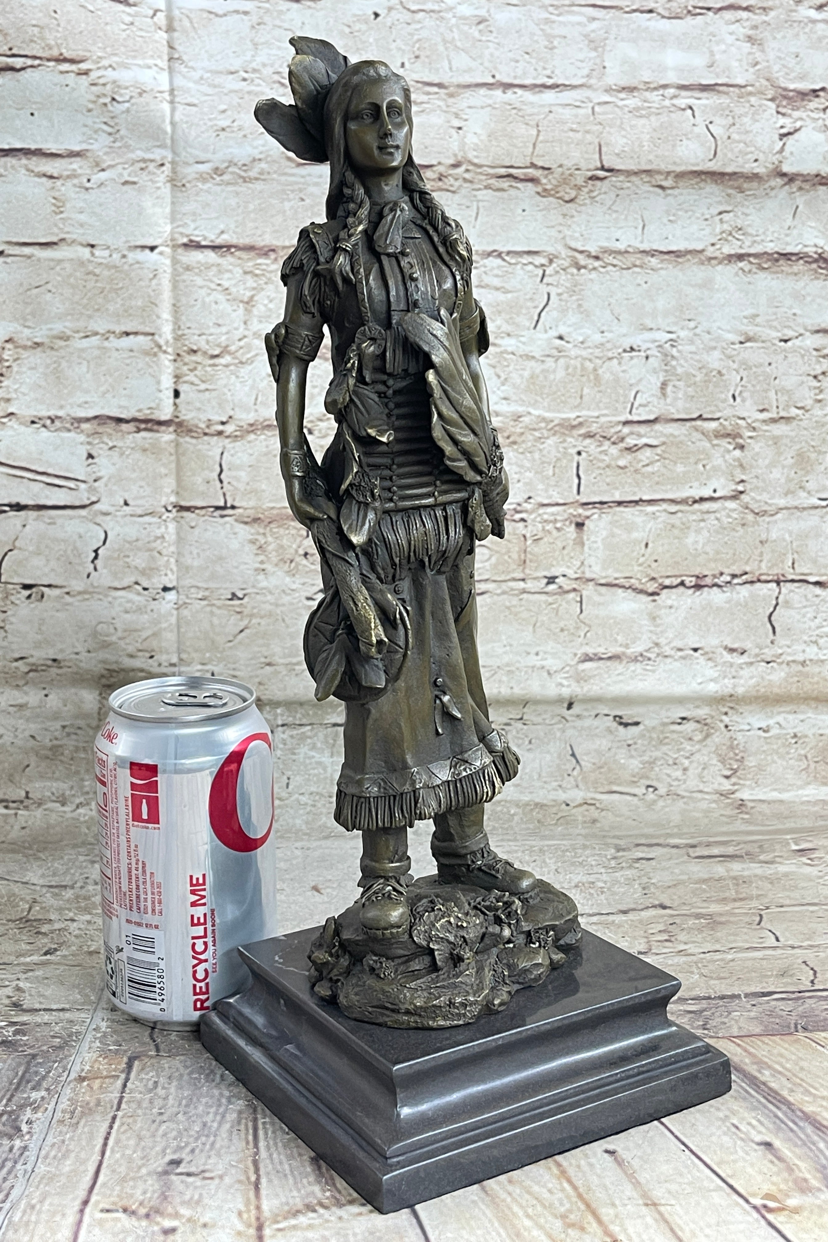 Fierce Native American Indian Woman Signed B.Wood LostWax Bronze