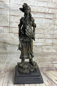 Fierce Native American Indian Woman Signed B.Wood LostWax Bronze