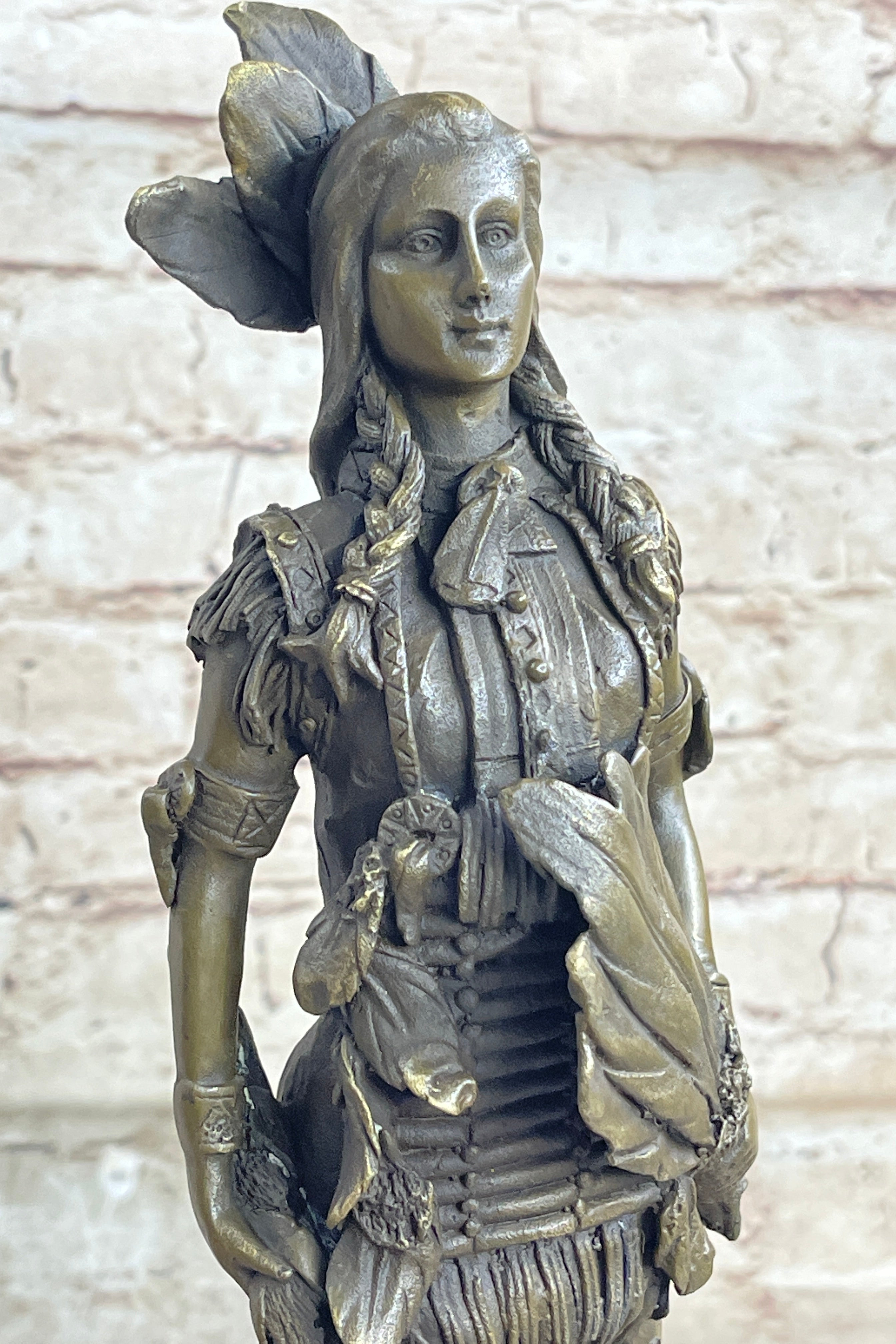 Fierce Native American Indian Woman Signed B.Wood LostWax Bronze