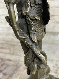 Fierce Native American Indian Woman Signed B.Wood LostWax Bronze