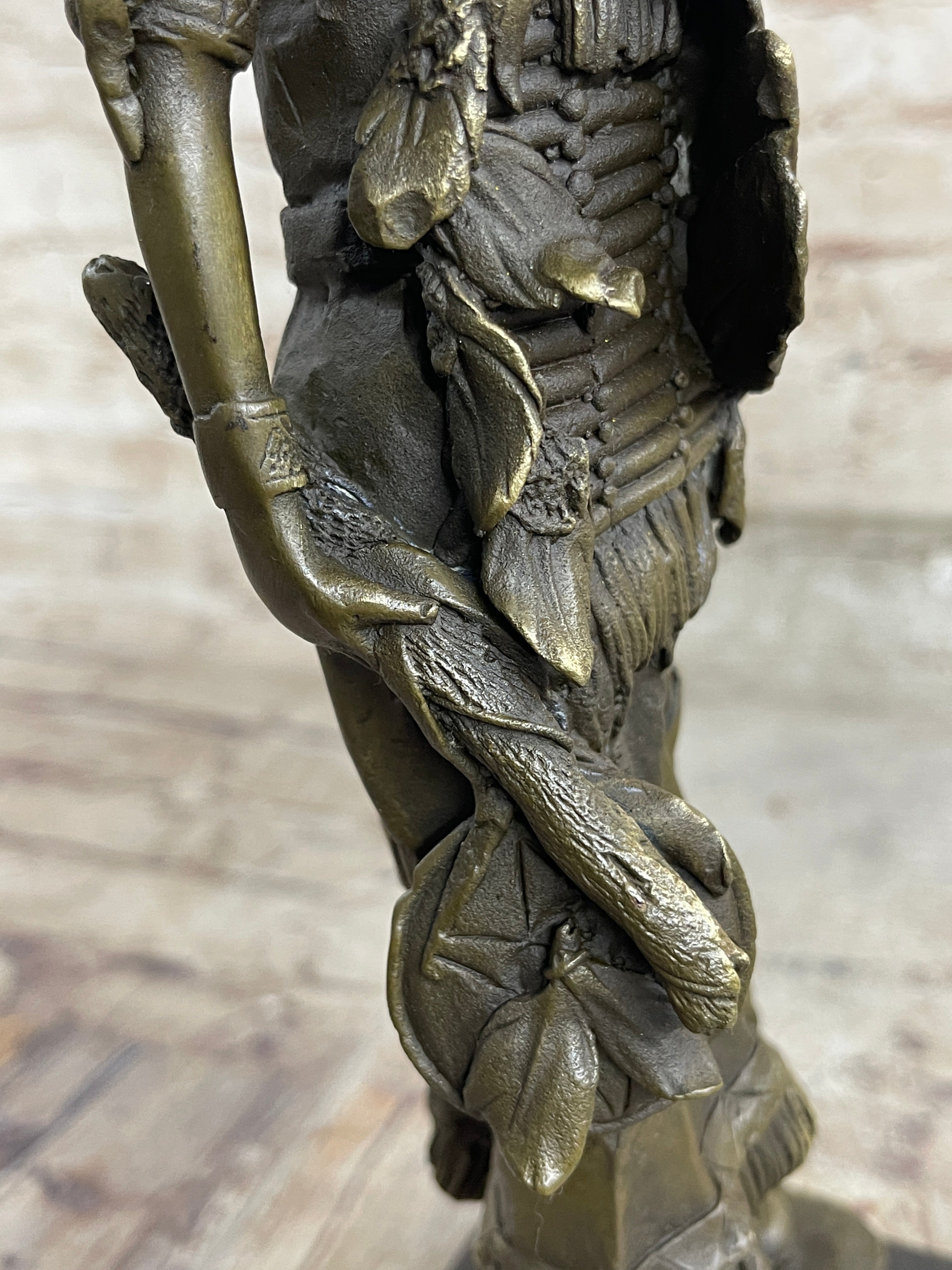 Fierce Native American Indian Woman Signed B.Wood LostWax Bronze