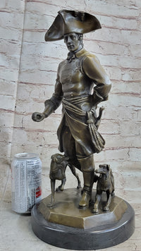 Frederick the Great of Prussia w/ Dogs Bronze 16" x 8.5"