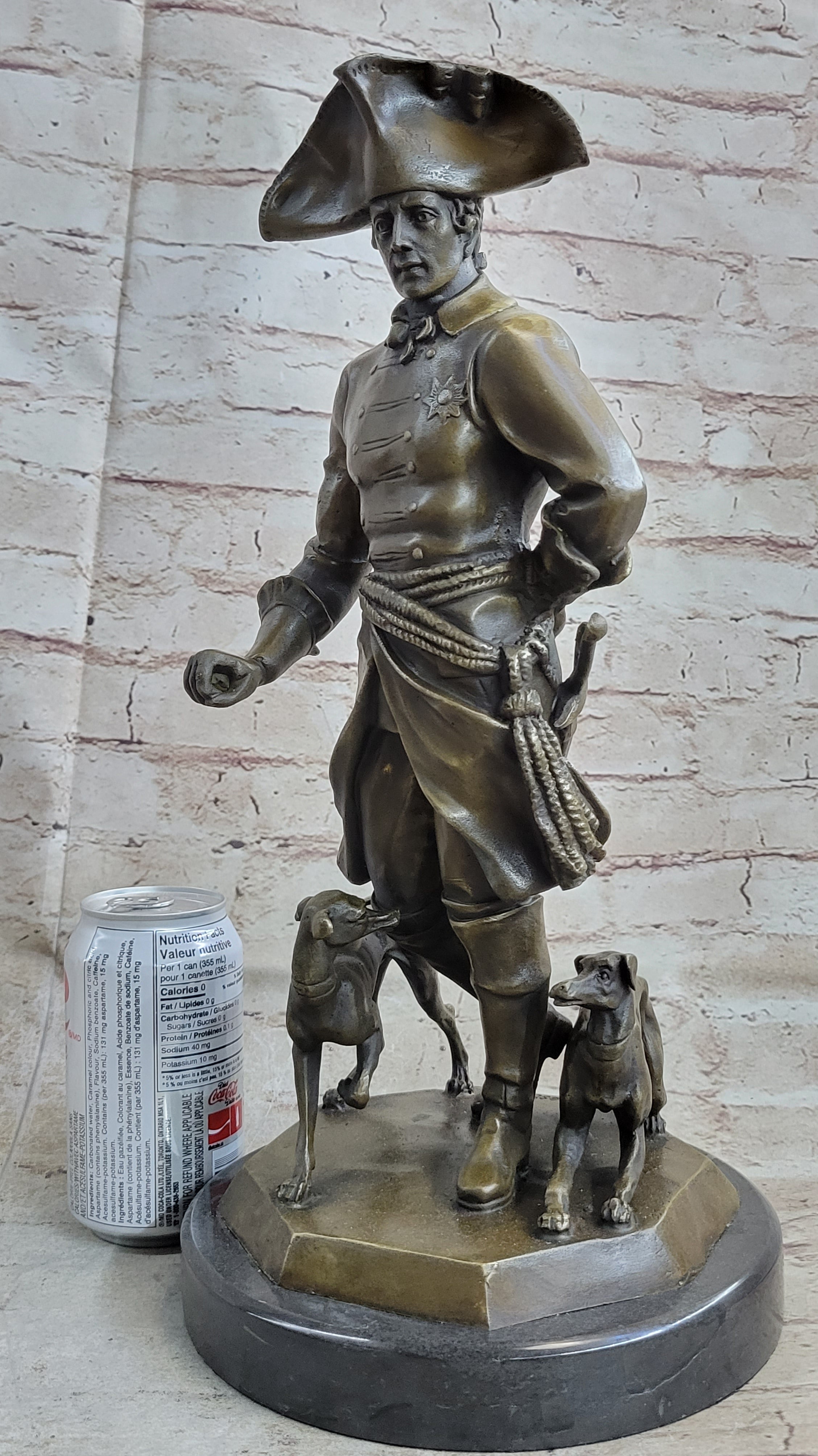 Frederick the Great of Prussia w/ Dogs Bronze 16" x 8.5"