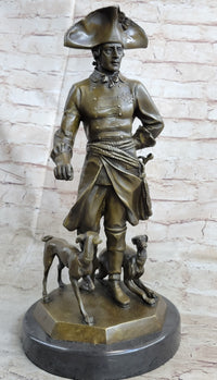 Frederick the Great of Prussia w/ Dogs Bronze 16" x 8.5"