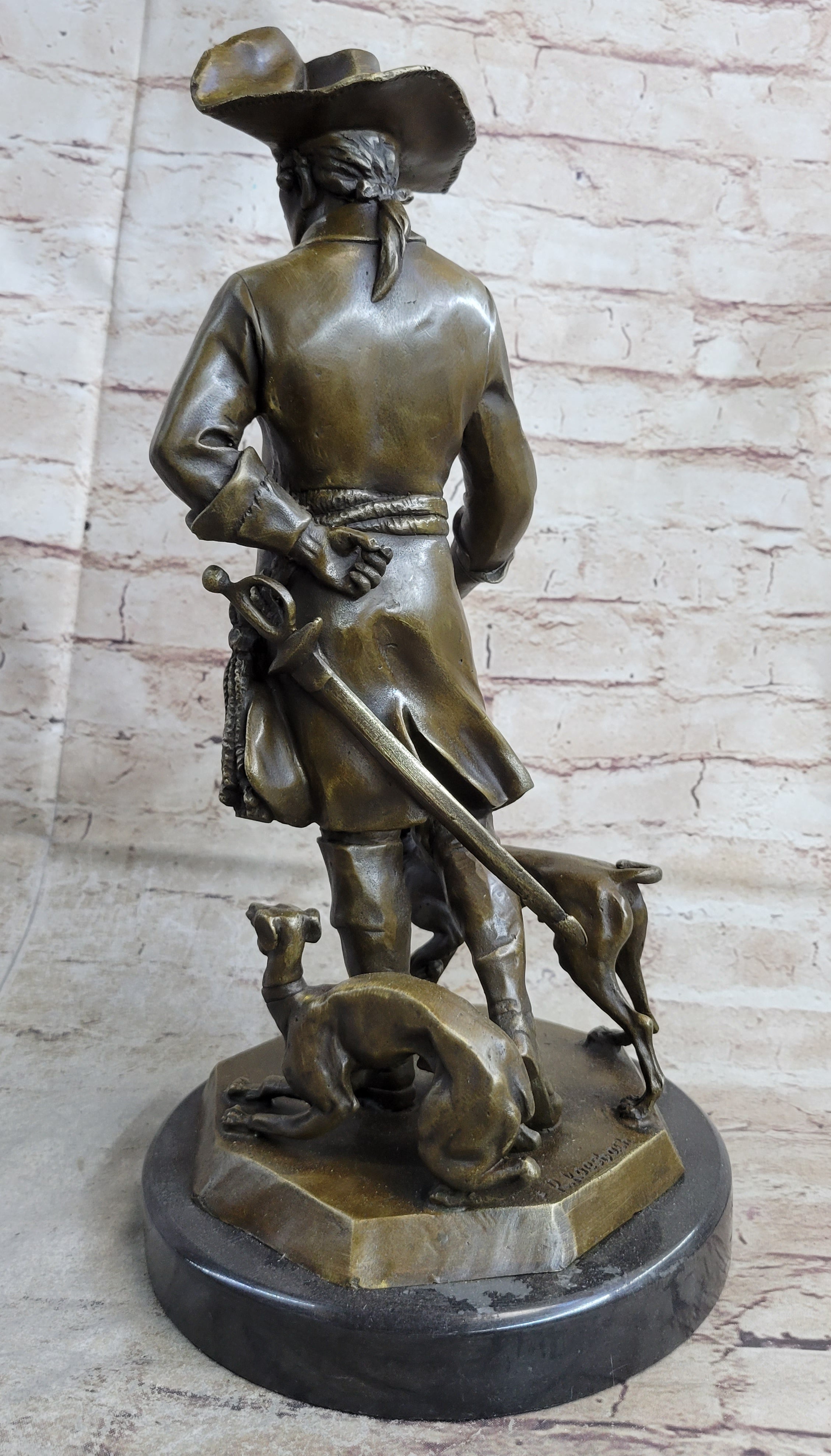 Frederick the Great of Prussia w/ Dogs Bronze 16" x 8.5"