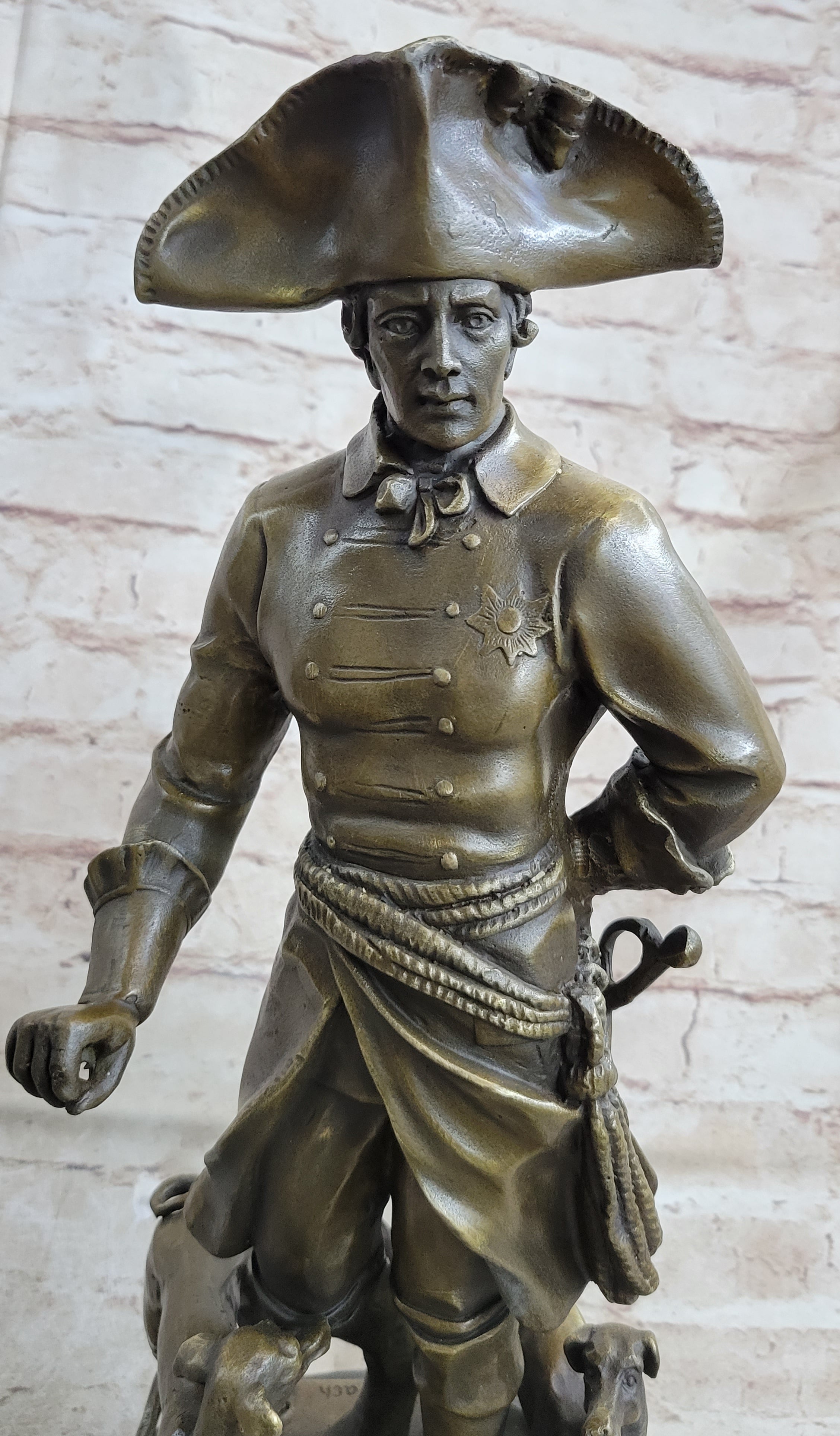 Frederick the Great of Prussia w/ Dogs Bronze 16" x 8.5"