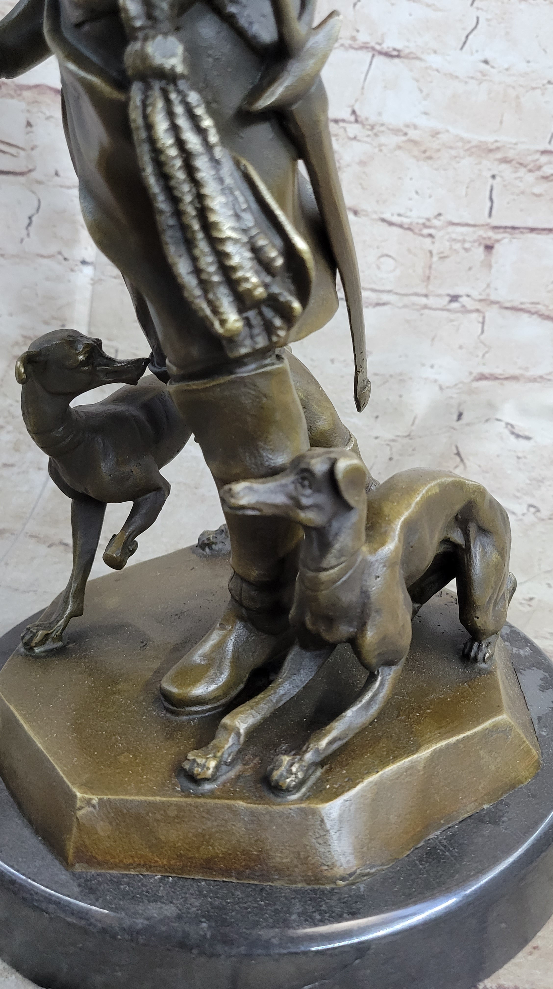 Frederick the Great of Prussia w/ Dogs Bronze 16" x 8.5"