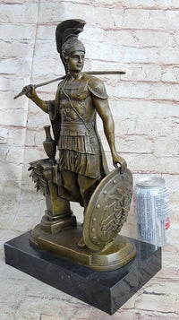 Art Deco Odysseus Roman Warrior Bronze Sculpture Marble Base