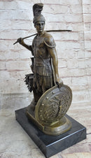 Art Deco Odysseus Roman Warrior Bronze Sculpture Marble Base