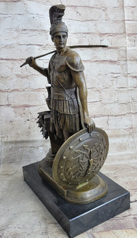 Art Deco Odysseus Roman Warrior Bronze Sculpture Marble Base