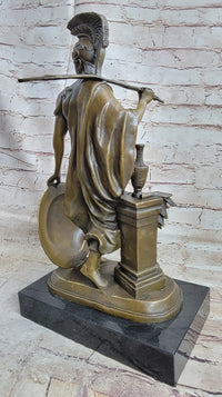 Art Deco Odysseus Roman Warrior Bronze Sculpture Marble Base