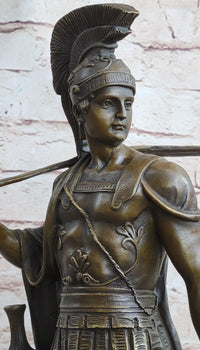 Art Deco Odysseus Roman Warrior Bronze Sculpture Marble Base