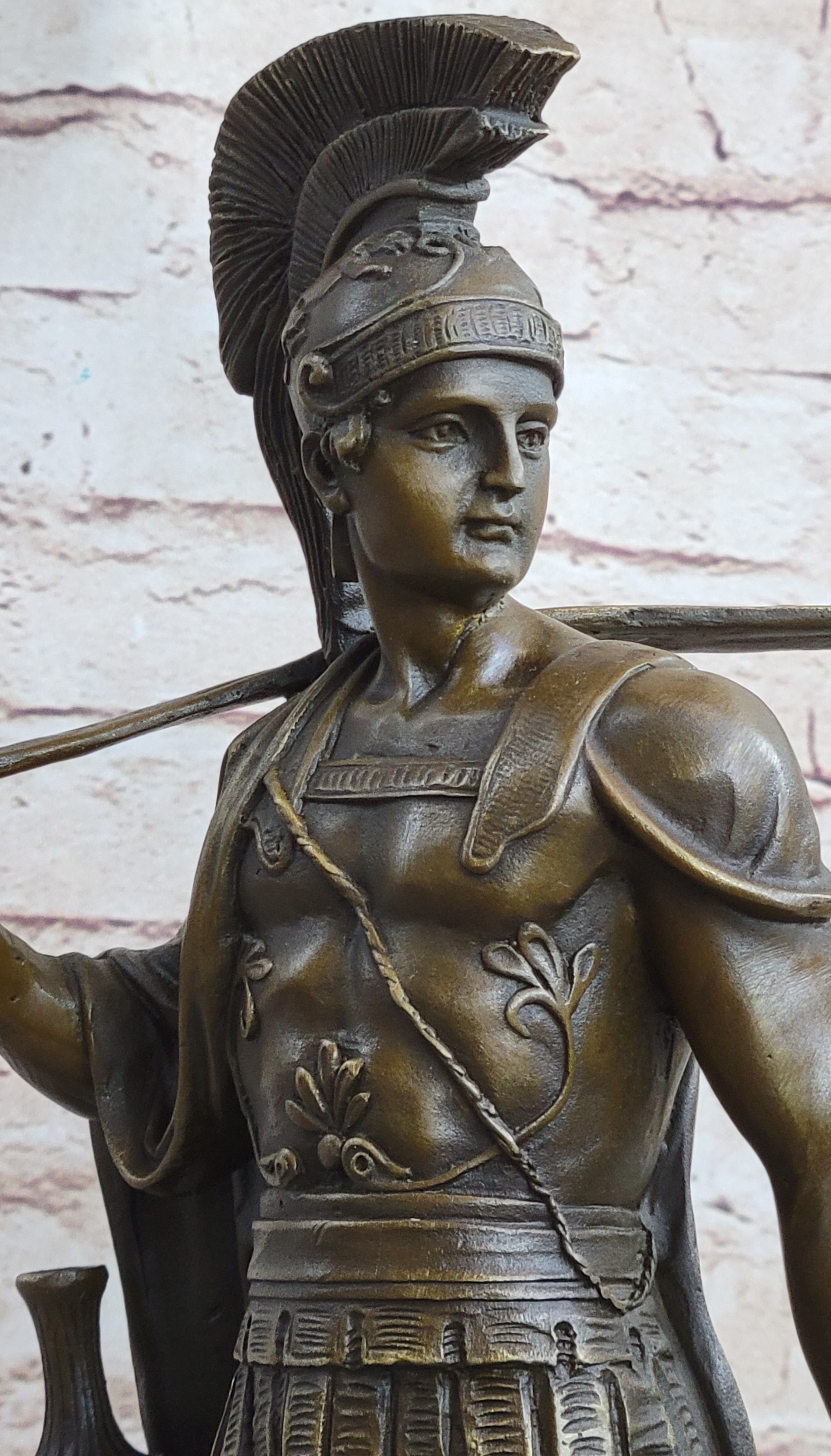 Art Deco Odysseus Roman Warrior Bronze Sculpture Marble Base