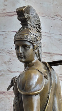 Art Deco Odysseus Roman Warrior Bronze Sculpture Marble Base