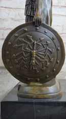 Art Deco Odysseus Roman Warrior Bronze Sculpture Marble Base