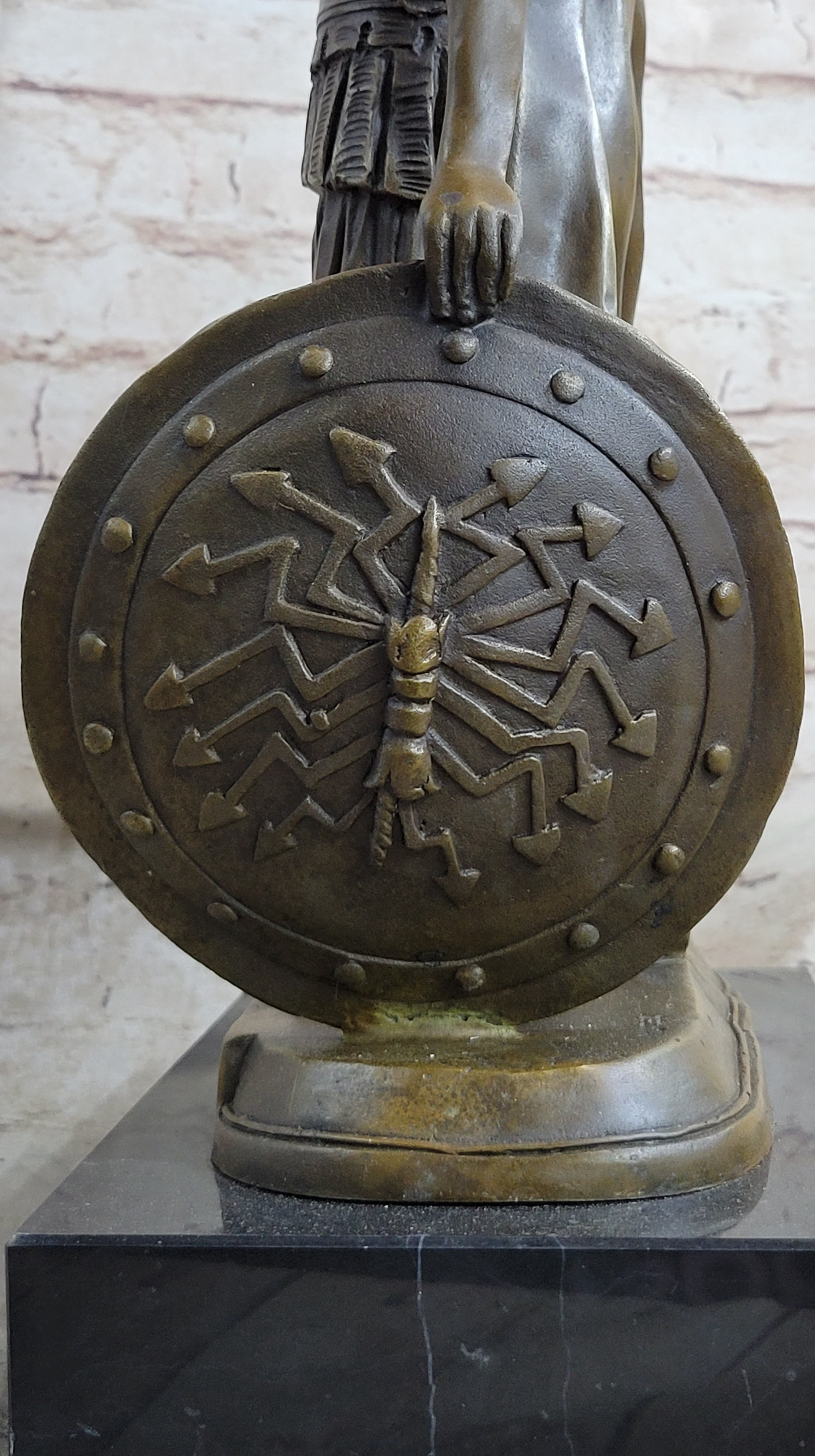 Art Deco Odysseus Roman Warrior Bronze Sculpture Marble Base