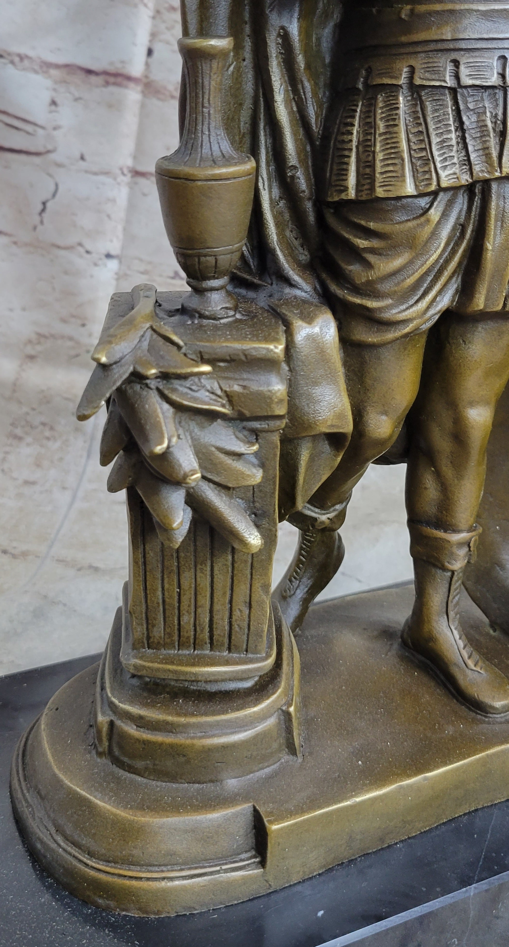 Art Deco Odysseus Roman Warrior Bronze Sculpture Marble Base