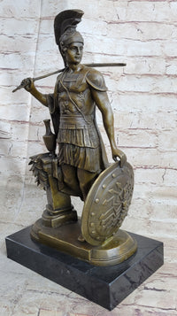 Art Deco Odysseus Roman Warrior Bronze Sculpture Marble Base