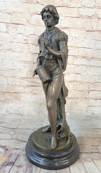 French Civil War Drummer Trumpeter Bronze Sculpture Art