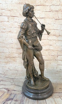 French Civil War Drummer Trumpeter Bronze Sculpture Art
