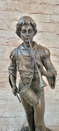 French Civil War Drummer Trumpeter Bronze Sculpture Art