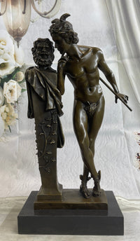 A Secret from on High after Hyppolite Moulin Mercury Hermes Bronze Statue Sculpture 17" x 10"