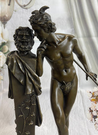 A Secret from on High after Hyppolite Moulin Mercury Hermes Bronze Statue Sculpture 17" x 10"
