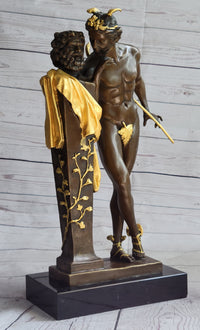 A Secret from on High after Hyppolite Moulin Mercury Hermes Bronze Statue Sculpture Gold 17" x 10"