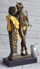 A Secret from on High after Hyppolite Moulin Mercury Hermes Bronze Statue Sculpture Gold 17" x 10"