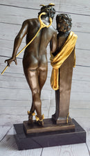 A Secret from on High after Hyppolite Moulin Mercury Hermes Bronze Statue Sculpture Gold 17" x 10"