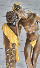 A Secret from on High after Hyppolite Moulin Mercury Hermes Bronze Statue Sculpture Gold 17" x 10"