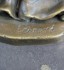 Signed Leonard Large Muscular Angel with Child Bronze Marble