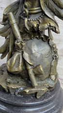 Sign Original Fisher Indian Warrior With Totem Pole Bird Bronze